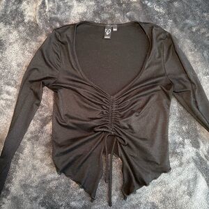 Windsor Black Ruched V-Neck Blouse
